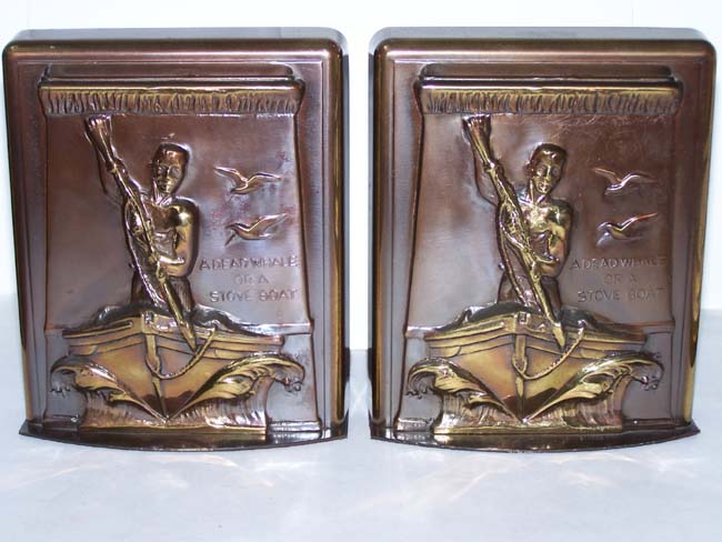 A Pair of MINT CONDITION New Bedford Whaling Monument Bookends circa 1960